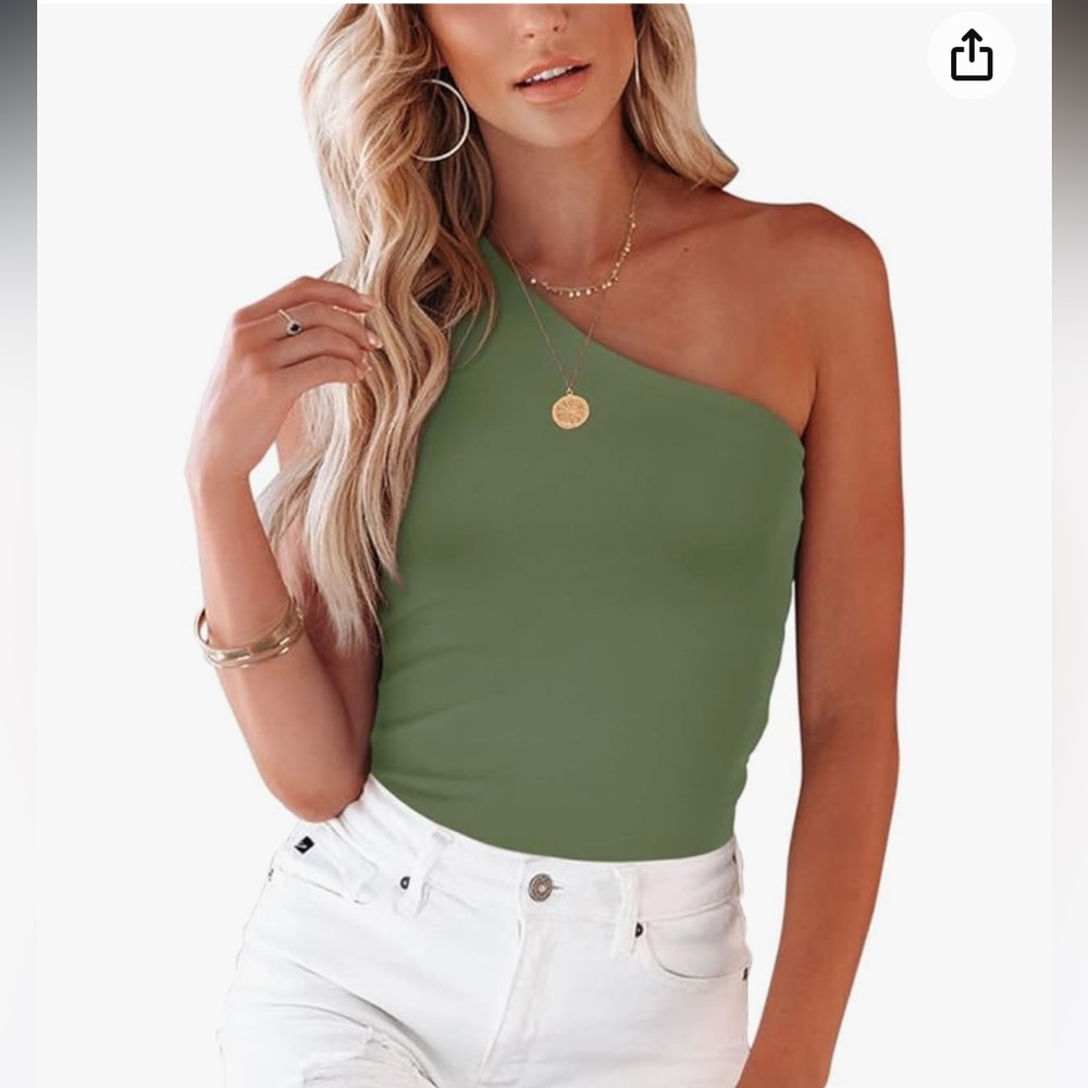 Olive Green One-Shoulder Bodysuit